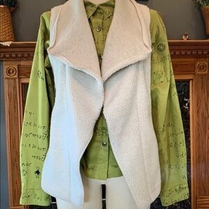 Tommy Bahama Reversible Vest Sherpa with Waterfall Collar, Marled Oatmeal, Sz SP